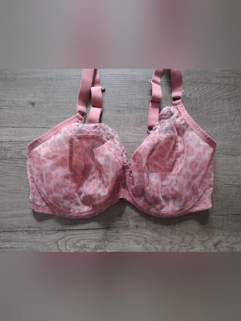NWOT Elomi Matilda Underwire Leopard Print Plunge Bra 32I Pink